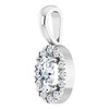 14K White 5x3 mm Natural White Sapphire & .05 CTW Natural Diamond Halo-Style Pendant