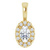 14K Yellow 5x3 mm Natural White Sapphire & .05 CTW Natural Diamond Halo-Style Pendant