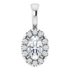 Platinum 5x3 mm Natural White Sapphire & .05 CTW Natural Diamond Halo-Style Pendant