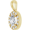 14K Yellow 6x4 mm Natural White Sapphire & 1/10 CTW Natural Diamond Halo-Style Pendant