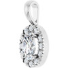 Sterling Silver 6x4 mm Natural White Sapphire & 1/10 CTW Natural Diamond Halo-Style Pendant