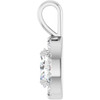 Sterling Silver 6x4 mm Natural White Sapphire & 1/10 CTW Natural Diamond Halo-Style Pendant