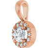 14K Rose 4 mm Natural White Sapphire & .05 CTW Natural Diamond Halo-Style Pendant