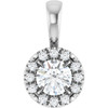 14K White 4 mm Natural White Sapphire & .05 CTW Natural Diamond Halo-Style Pendant