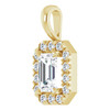 14K Yellow 6x4 mm Natural White Sapphire & 1/5 CTW Natural Diamond Halo-Style Pendant