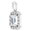 14 Karat White Gold 6x4 mm Natural White Sapphire & 1/5 CTW Natural Diamond Halo-Style Pendant