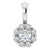 Sterling Silver 3 mm Natural White Sapphire & .03 CTW Natural Diamond Halo-Style Pendant