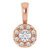 14K Rose 3 mm Natural White Sapphire & .03 CTW Natural Diamond Halo-Style Pendant