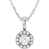 14K White 4 mm Natural White Sapphire & .05 CTW Natural Diamond 16-18" Necklace  