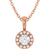 14 Karat Rose Gold 4 mm Natural White Sapphire & .05 CTW Natural Diamond 16-18" Necklace