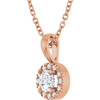 14 Karat Rose Gold 4 mm Natural White Sapphire & .05 CTW Natural Diamond 16-18" Necklace