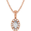 14 Karat Rose Gold 5x3 mm Natural White Sapphire & .05 CTW Natural Diamond 16-18" Necklace