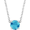 Sterling Silver 5 mm Natural Blue Zircon 16-18" Necklace