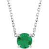 Sterling Silver 5 mm Natural Emerald 16-18" Necklace