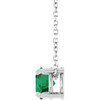 Sterling Silver 6 mm Lab-Grown Emerald 16-18" Necklace