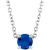 Sterling Silver 4 mm Lab-Grown Blue Sapphire 16-18" Necklace