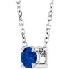 Sterling Silver 4 mm Lab-Grown Blue Sapphire 16-18" Necklace