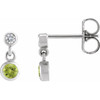 Sterling Silver Natural Peridot & .05 CTW Natural Diamond Two-Stone Earrings