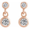 14K Rose Natural White Sapphire & .05 CTW Natural Diamond Two-Stone Earrings