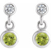 14K White Natural Peridot & .05 CTW Natural Diamond Two-Stone Earrings