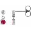 Sterling Silver Natural Ruby & .05 CTW Natural Diamond Two-Stone Earrings