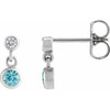 Platinum Natural Blue Zircon & .05 CTW Natural Diamond Two-Stone Earrings