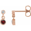 14 Karat Rose Gold Natural Mozambique Garnet & .05 CTW Natural Diamond Two-Stone Earrings