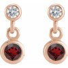 14K Rose Natural Mozambique Garnet & .05 CTW Natural Diamond Two-Stone Earrings