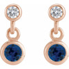 14K Rose Lab-Grown Blue Sapphire & .05 CTW Natural Diamond Two-Stone Earrings