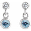 Platinum Natural Aquamarine & .05 CTW Natural Diamond Two-Stone Earrings
