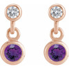 14K Rose Natural Amethyst & .05 CTW Natural Diamond Two-Stone Earrings