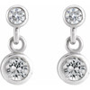 Sterling Silver Natural White Sapphire & .05 CTW Natural Diamond Two-Stone Earrings