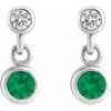 Platinum Lab-Grown Emerald & .05 CTW Natural Diamond Two-Stone Earrings