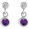 Sterling Silver Natural Amethyst & .05 CTW Natural Diamond Two-Stone Earrings