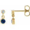 14K Yellow Natural Blue Sapphire & .05 CTW Natural Diamond Two-Stone Earrings