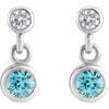 Sterling Silver Natural Blue Zircon & .05 CTW Natural Diamond Two-Stone Earrings