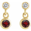 14K Yellow Natural Mozambique Garnet & .05 CTW Natural Diamond Two-Stone Earrings