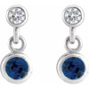 Sterling Silver Natural Blue Sapphire & .05 CTW Natural Diamond Two-Stone Earrings