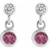 Platinum Natural Pink Tourmaline & .05 CTW Natural Diamond Two-Stone Earrings