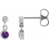 Platinum Natural Amethyst & .05 CTW Natural Diamond Two-Stone Earrings