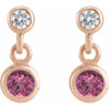 14K Rose Natural Pink Tourmaline & .05 CTW Natural Diamond Two-Stone Earrings