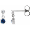 14K White Natural Blue Sapphire & .05 CTW Natural Diamond Two-Stone Earrings