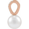 14K Rose Cultured White Akoya Pearl & .05 CTW Natural Diamond Pendant