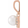 14 Karat Rose Gold Cultured White Akoya Pearl  & 1/8 CTW Natural Diamond Pendant