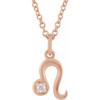 14K Rose .015 CT Natural Diamond Leo Zodiac 16-18" Necklace