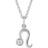 14 Karat White Gold Natural Diamond Leo Zodiac Necklace 0.015 CT, 16-18 Inch - $671