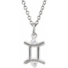 14K White .03 CTW Natural Diamond Gemini Zodiac 16-18" Necklace