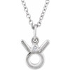 14K White .015 CT Natural Diamond Taurus Zodiac 16-18" Necklace
