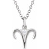 14K White .015 CT Natural Diamond Aries Zodiac 16-18" Necklace