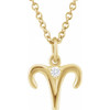 14K Yellow .015 CT Natural Diamond Aries Zodiac 16-18" Necklace